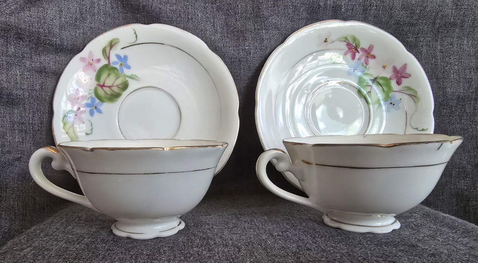 Vintage Floral Tea for Two ~ 4 pc Set Cups and Saucers Made in Occupied Japan