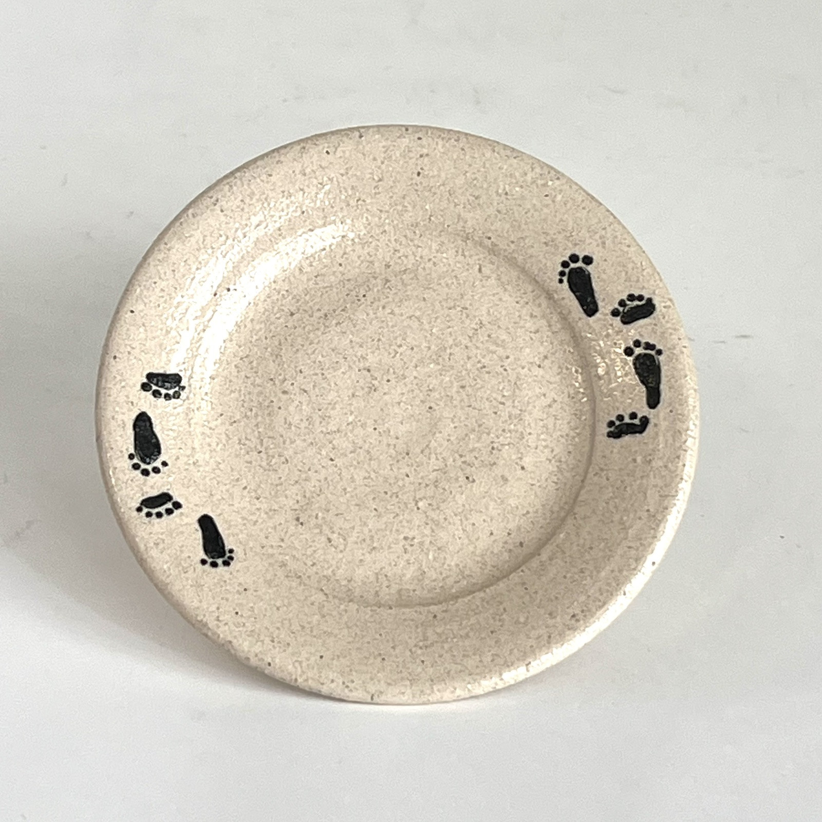 Vintage MPC Pottery Mini Plate With Footprints 3.5 Inches Cottage Edgerton, WI
