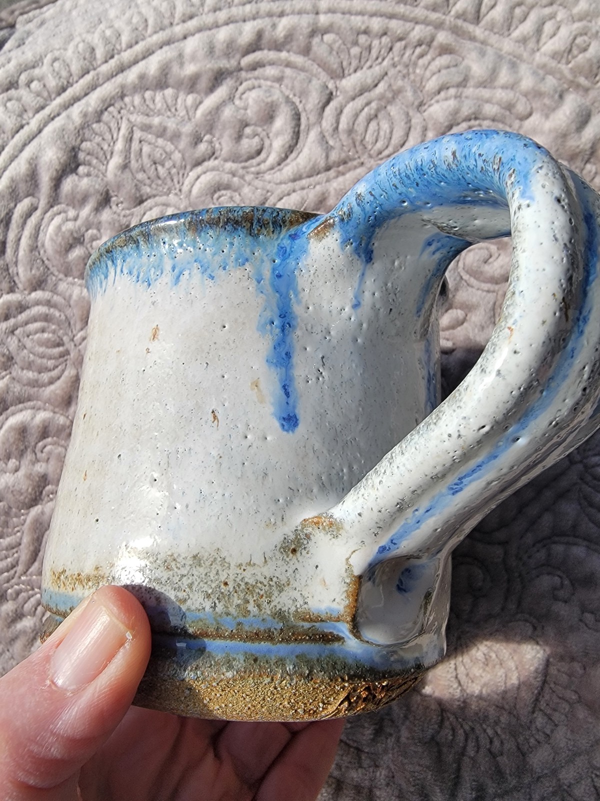 Vintage Signed Mahon Made Stoneware Funny/Ugly Face 3D Pottery Mug Coffee Cup