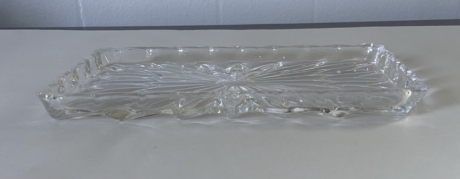 Vintage Cut Glass Rectangular Trinket Dish Set
