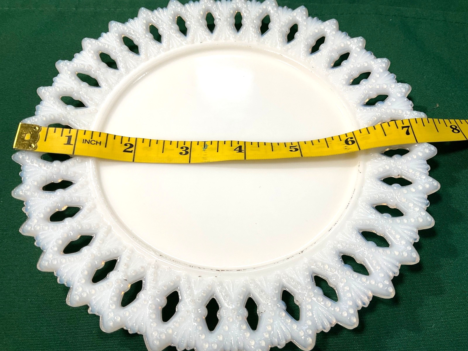 Vtg Kemple Milk Glass Iridescent Sheaf of Wheat Reticulated Rim Plate Party Dish