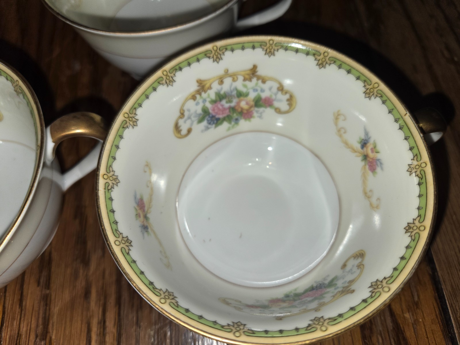 Set of 4 Noritake “M” Japan 3-3/4″ tea cups Diana pattern Circa 1933- floral