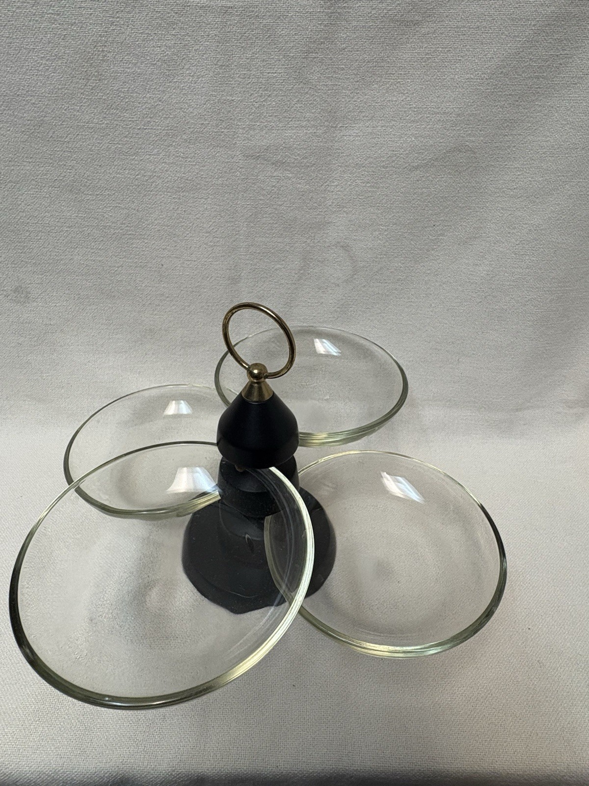 Mid Century Wood Glass Towered Susan Server Candy Nut Dish Wm Warren Pat 178029