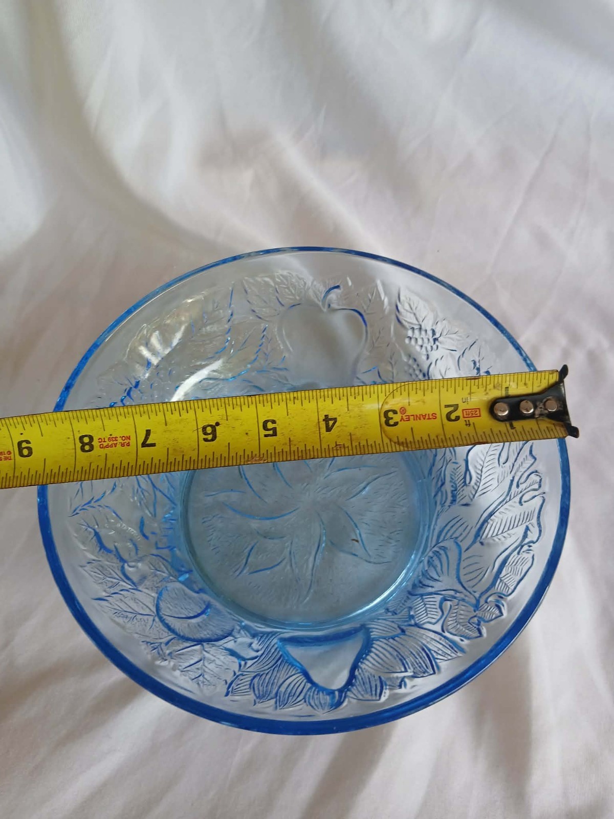 Vintage Ice Blue Bowl made by KIG Indonesia in the Della Robbia Pattern