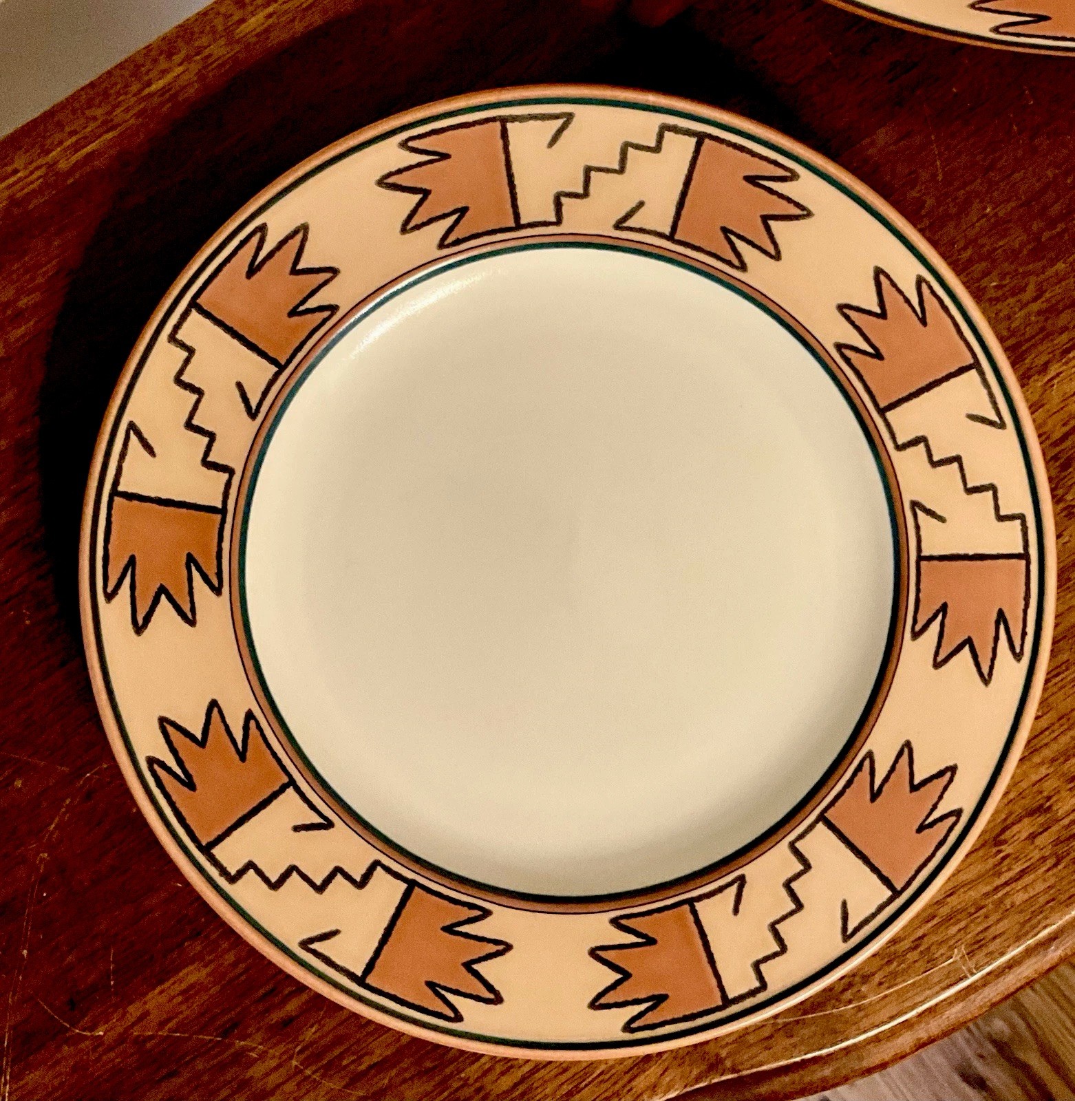 2-pc. Set) Mikasa Terrastone CAV02 Laramie SALAD PLATES Aztec-Style 8-3/8” MINT