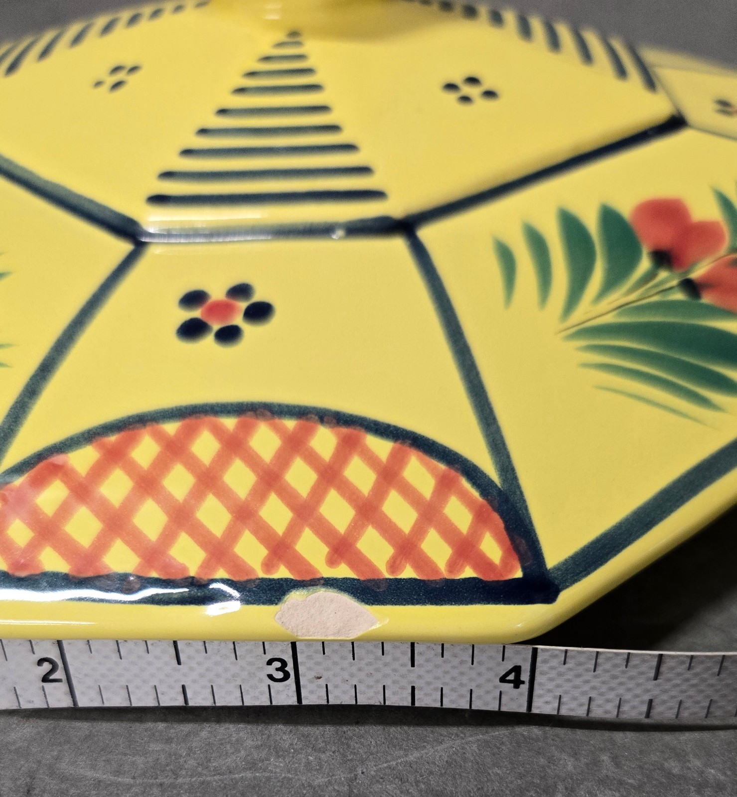 Henriot Quimper Breton Covered Octagon Casserole Dish Yellow France Large