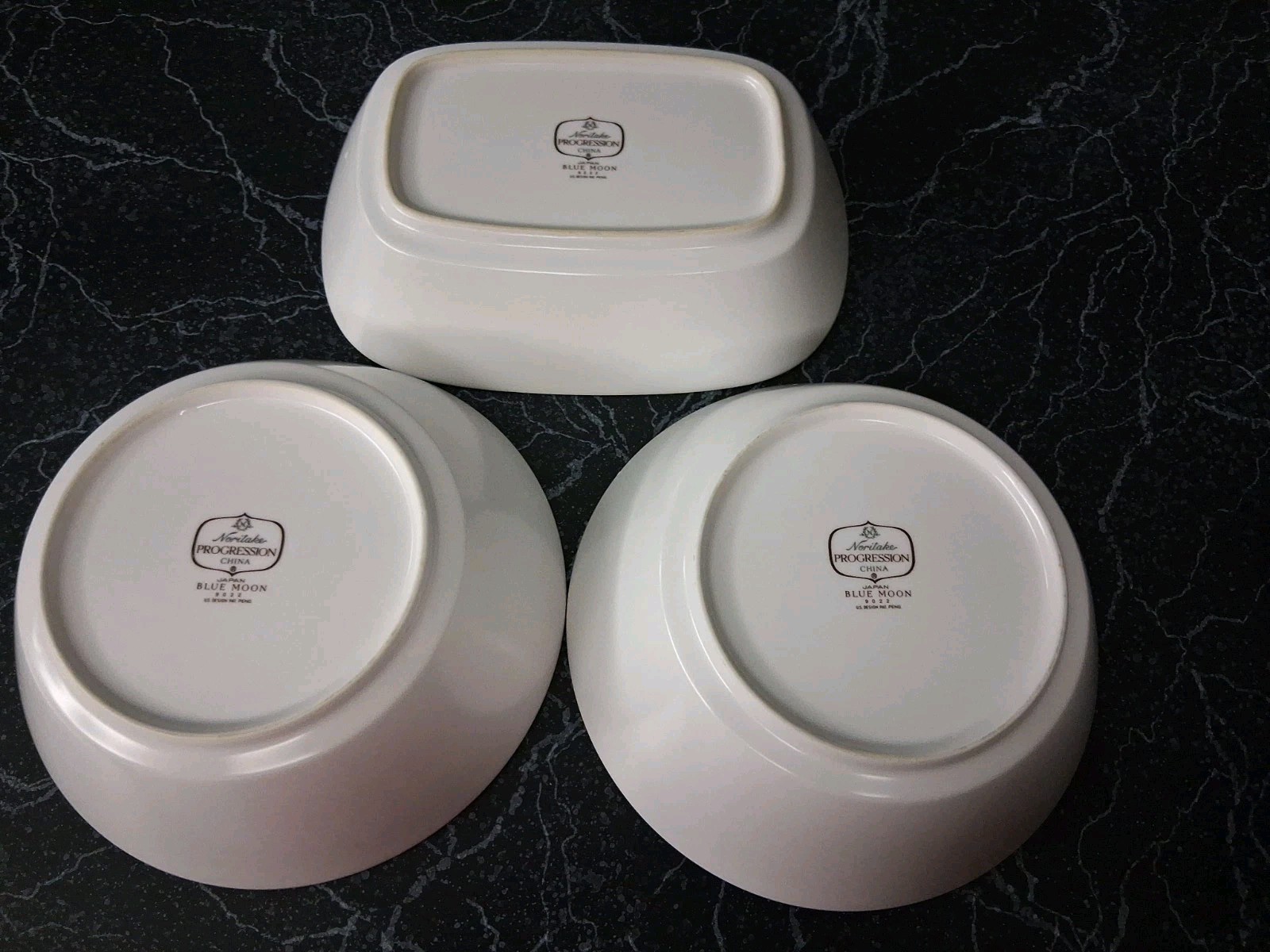 3 Noritake Blue Moon Serving Bowls Progression Japan #9022 ~2 Round ~ 1 Oval