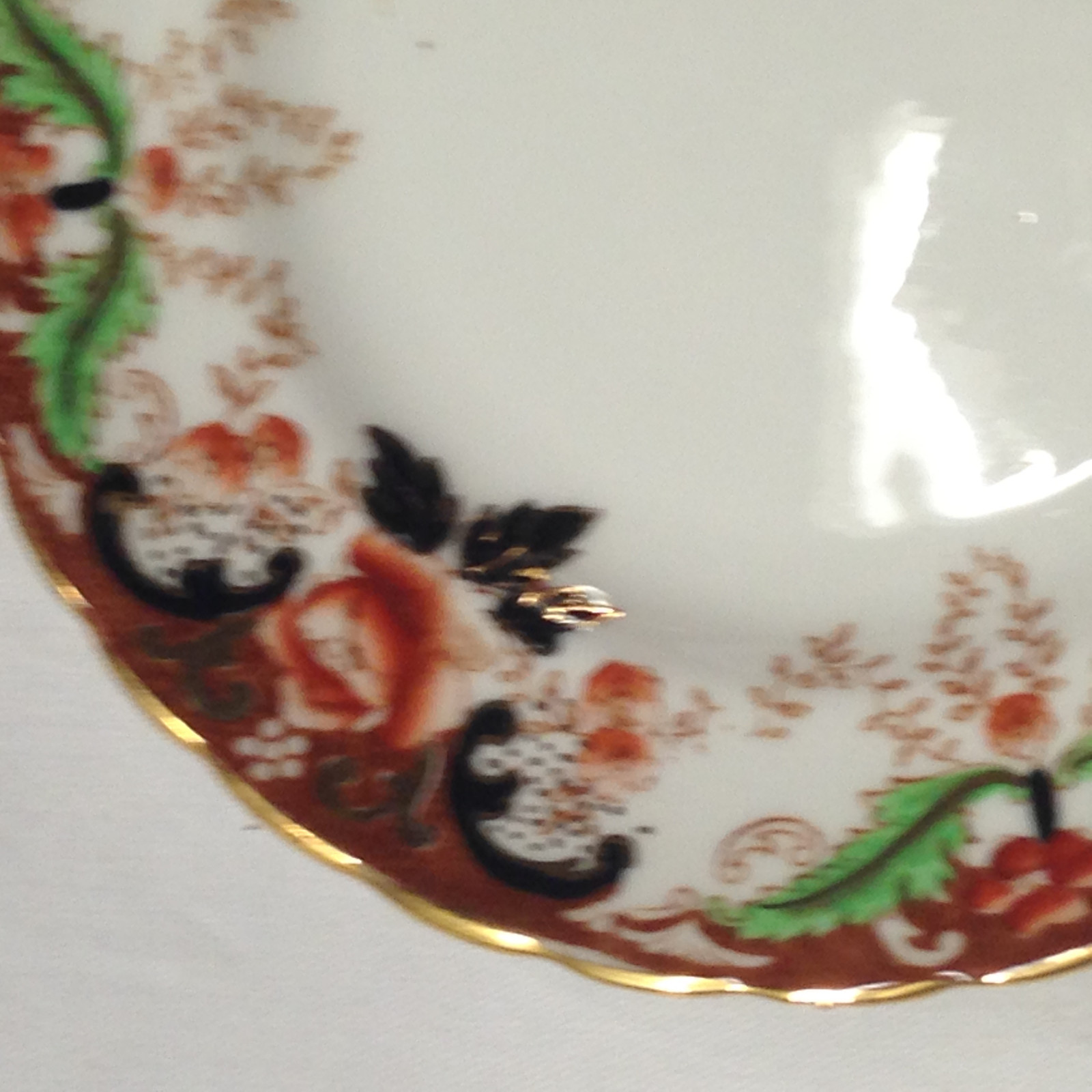 TUSCAN ENGLAND SALAD PLATE 6 7/8″ RUST FLORAL BLUE LEAVES GOLD