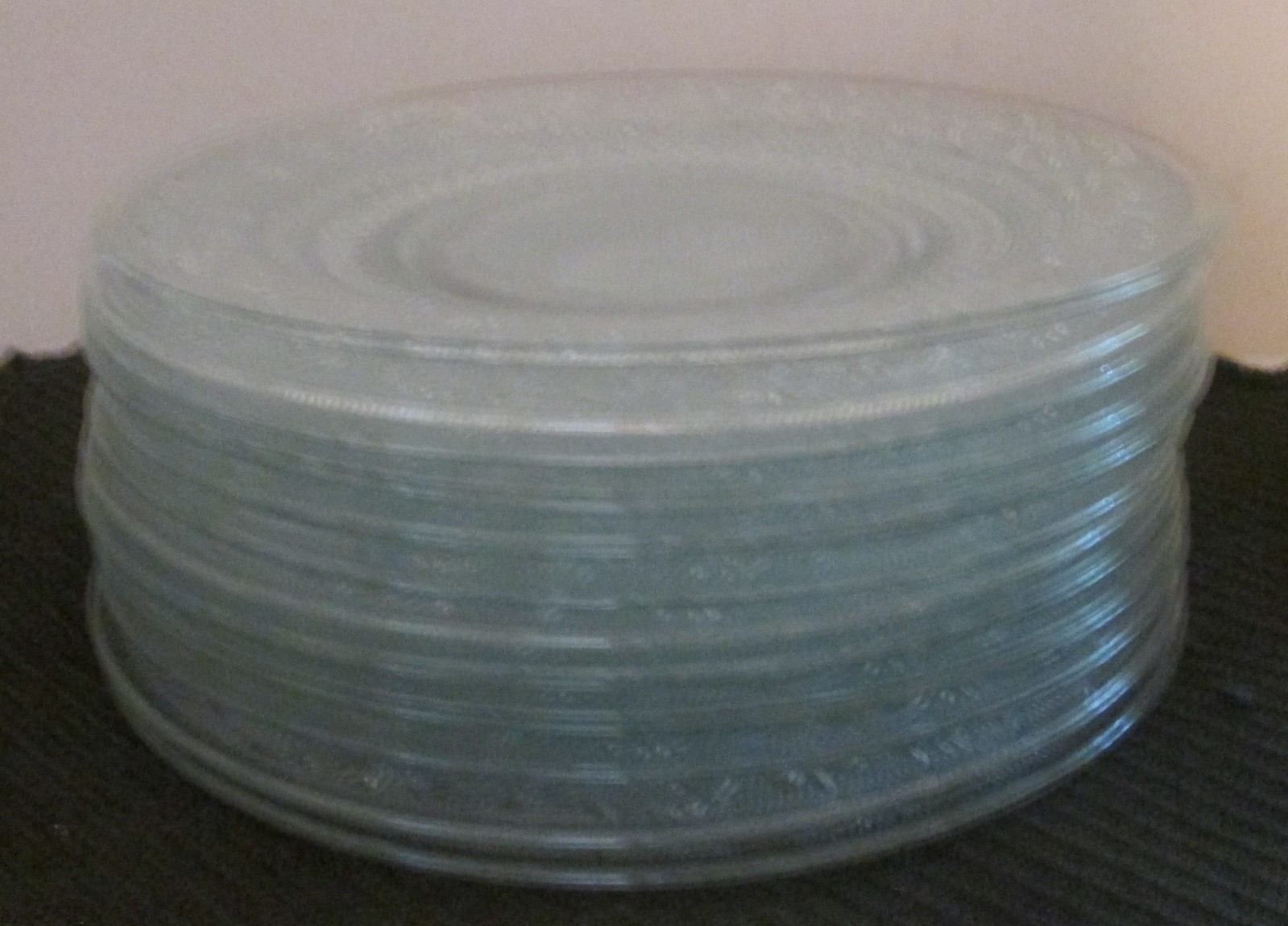 KIG Malaysia Pressed Glass Dinner Plates DIAMOND DOT 10 INCH