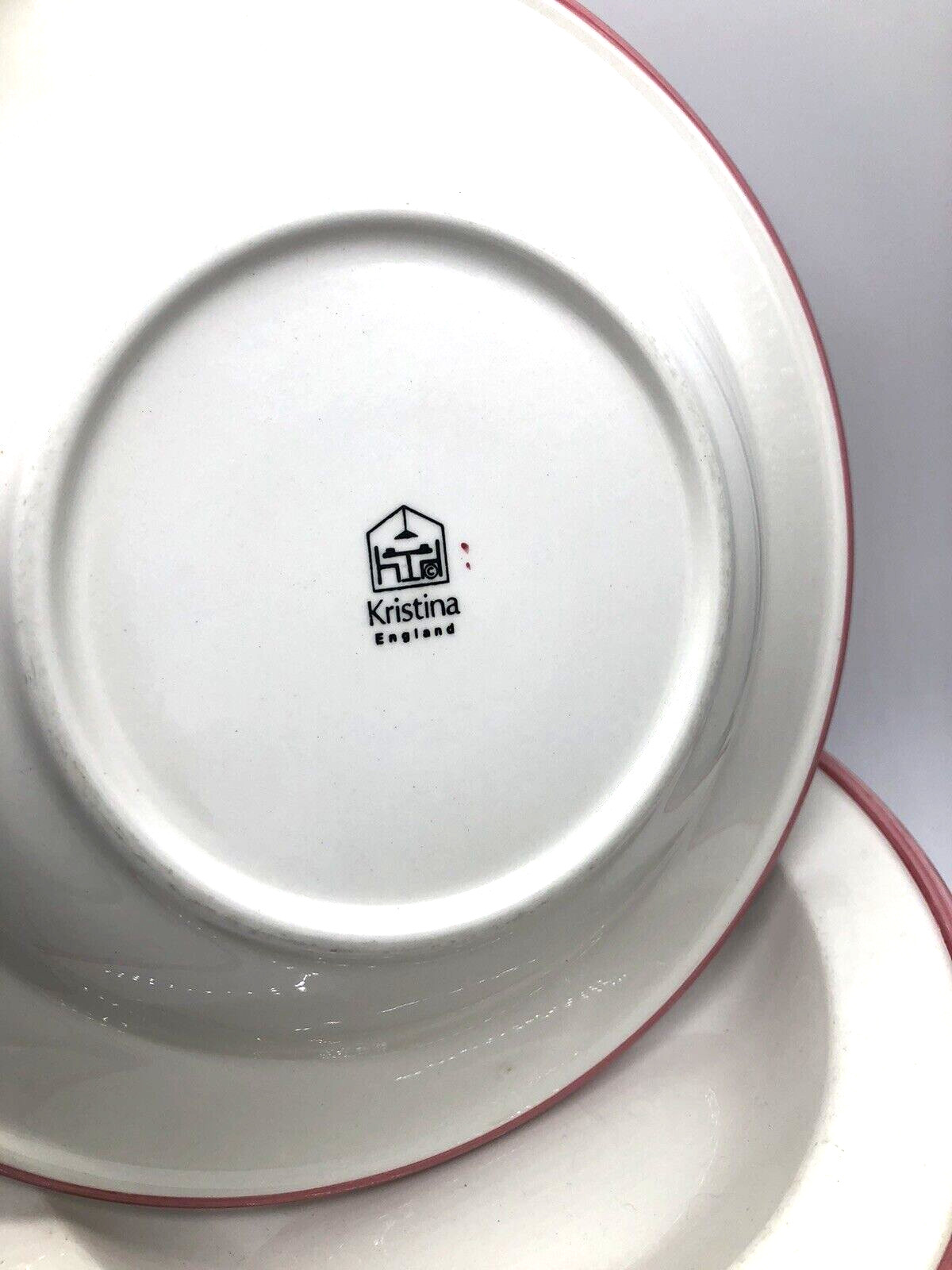 HABITAT Kristina Platter/Chop = White/Pink Rim 1980s UK Pottery @ 11-3/4 Inches