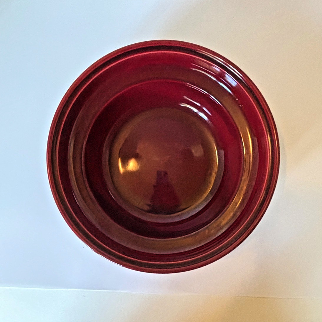 MCM Hollydale MALIBU MODERN Casserole w/ Lid California Pottery Maroon Burgundy