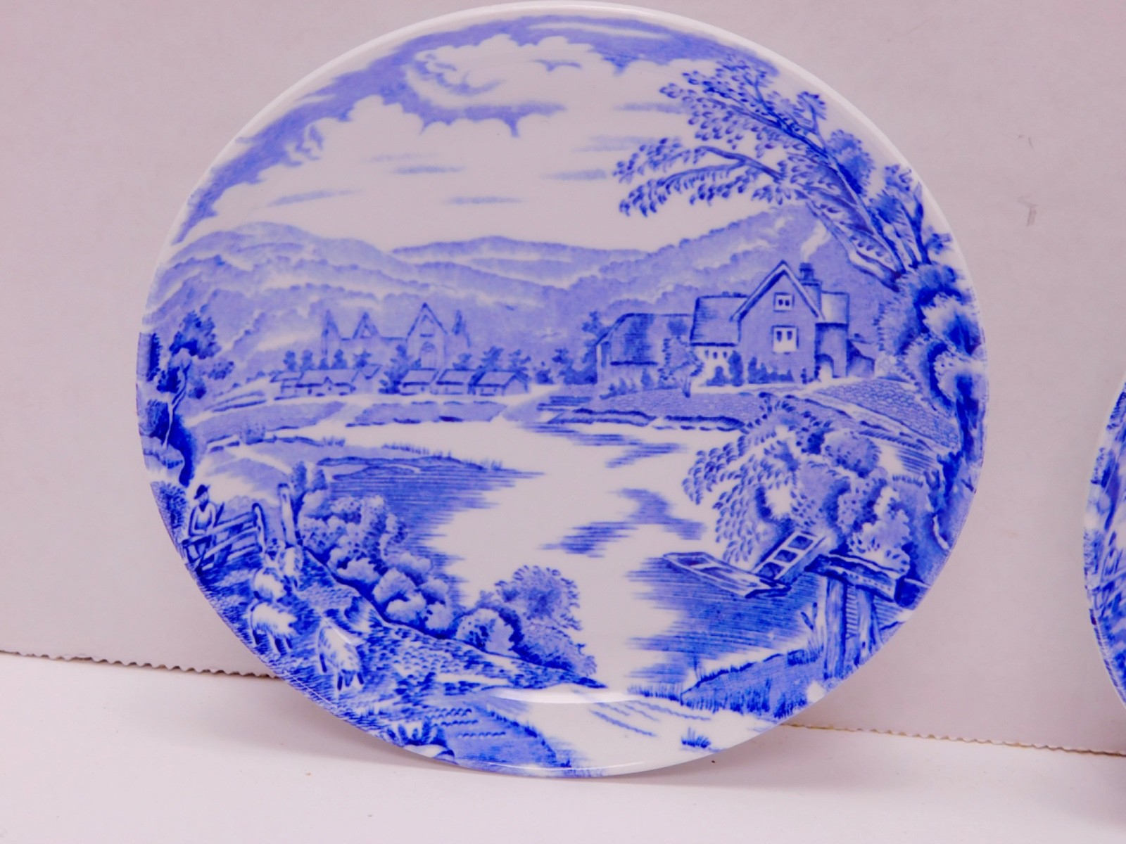 2 Antique VTG Alfred Meakin Blue Transferware Tintern Coasters Butter Pats