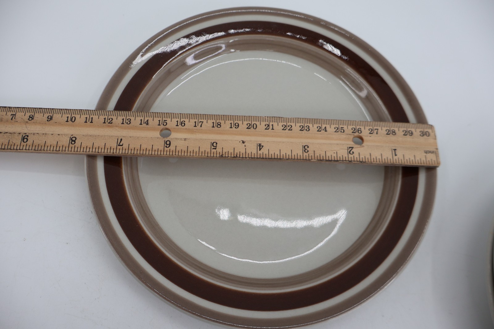 Arabia Finland Pirtti Salad Lunch Plates 7.75″ Brown Stripe Stoneware Lot of 4