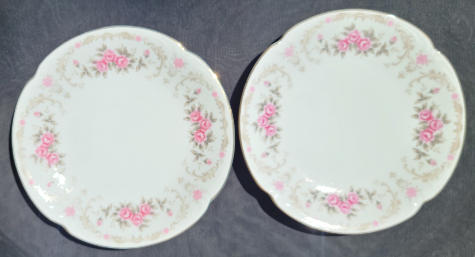 Vintage HARMONY HOUSE Japan “Cascade” 7.5″ SALAD PLATE *Set of 2* Pink Roses