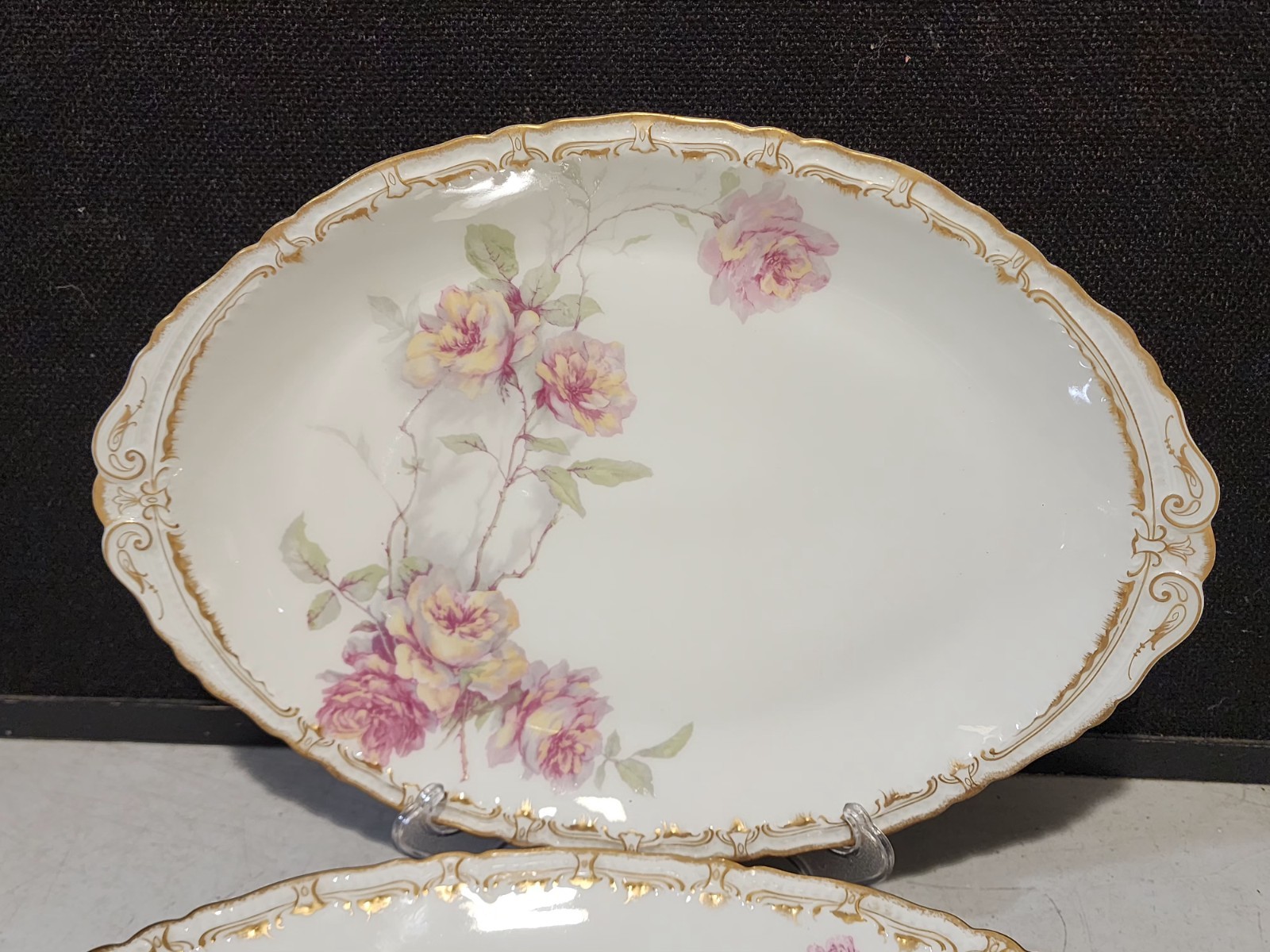 LOT OF 4- Haviland Limoges Baltimore Rose Schleiger SERVING PLATTERS 11″ – 16.5″