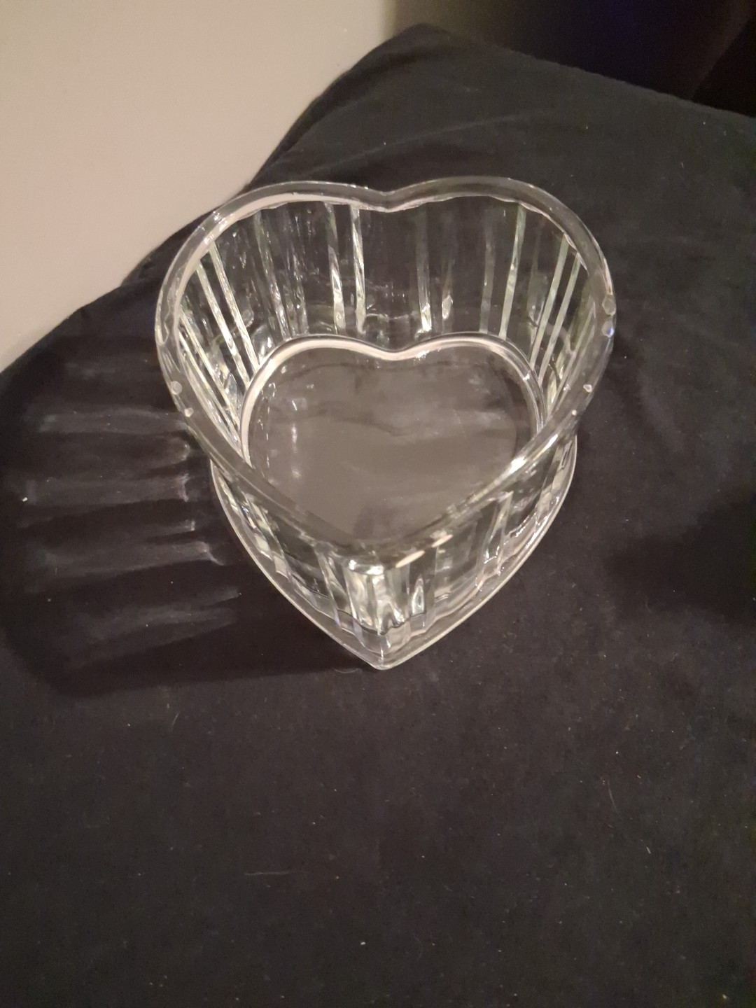 Vintage Crystal Glass Heart 3 Inches Deep 5.5 Inches Wide Mint Condition