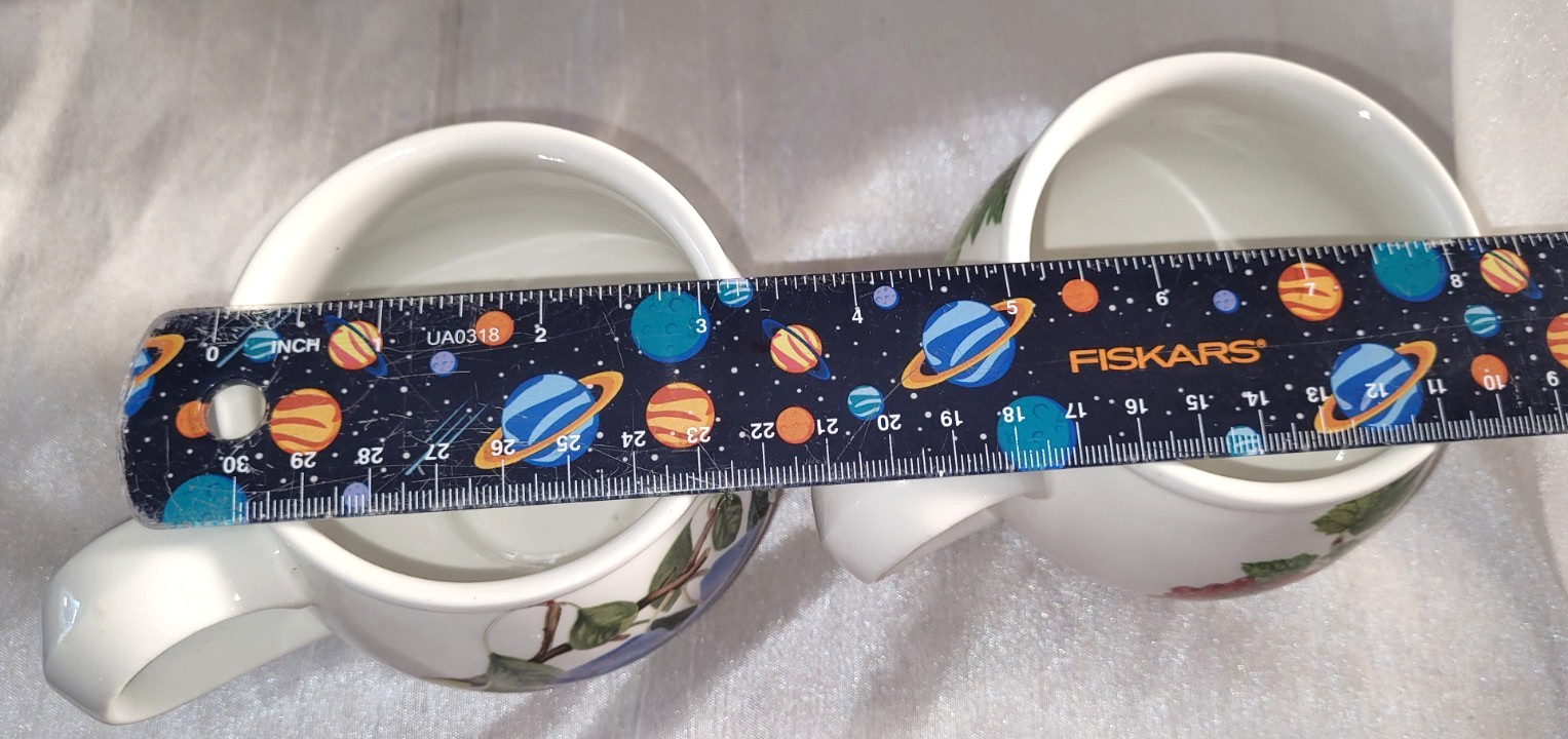 2 Portmeirion Pomona Goddess of Fruit: Red Currant & Plum Footed Ceramic Cups