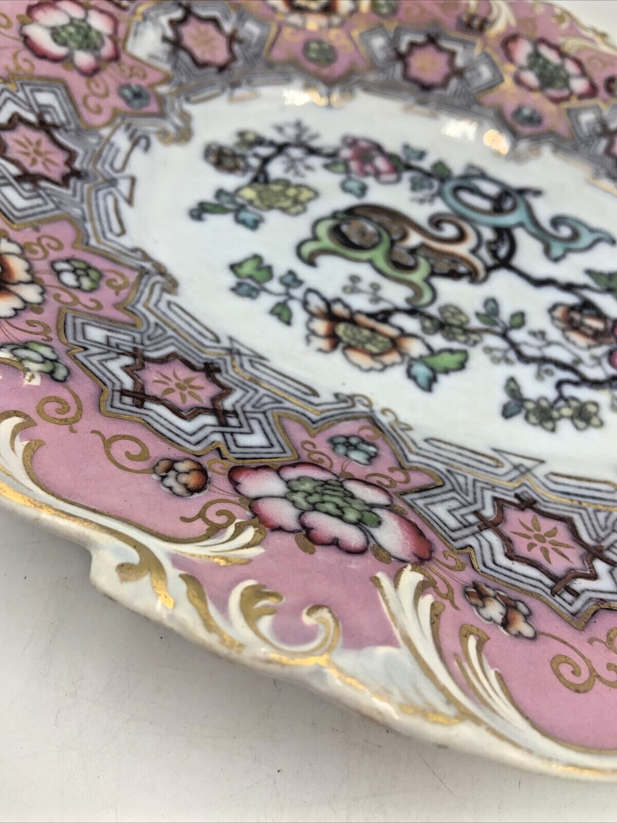 Antique French China Company Decorative Dish Ohio Hand Painted Oval Platter