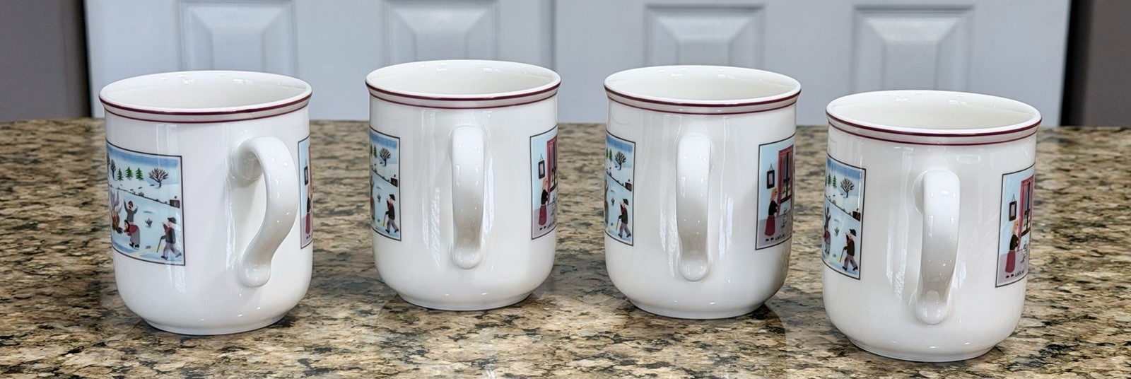 Villeroy & Boch Naif Christmas Mugs Set of 4 Luxembourg Fine China 3-5/8” Unused
