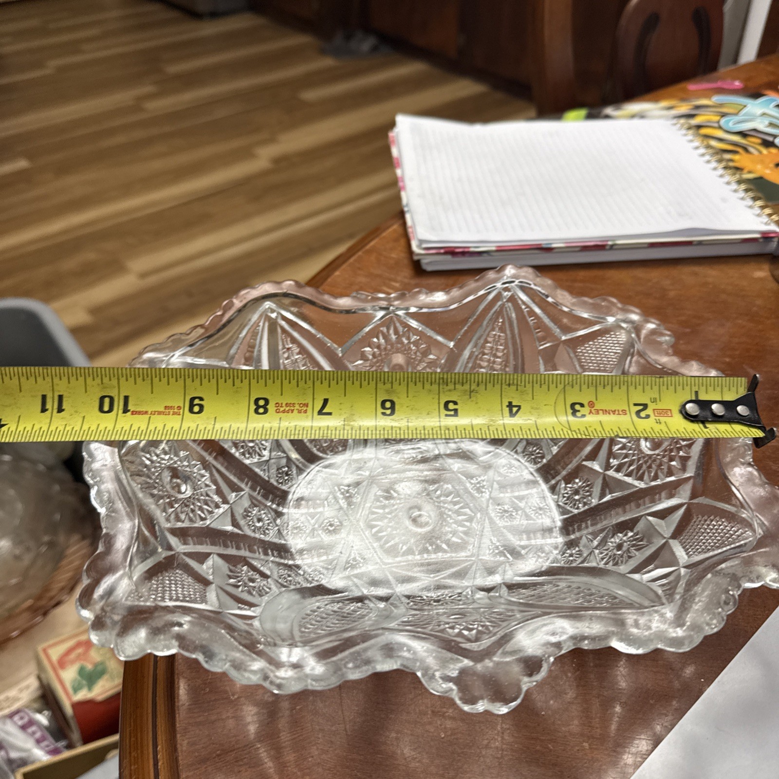 1905 EAPG Indiana Glass Fruit Bowl Paneled Diamonds Daisy and Finecut