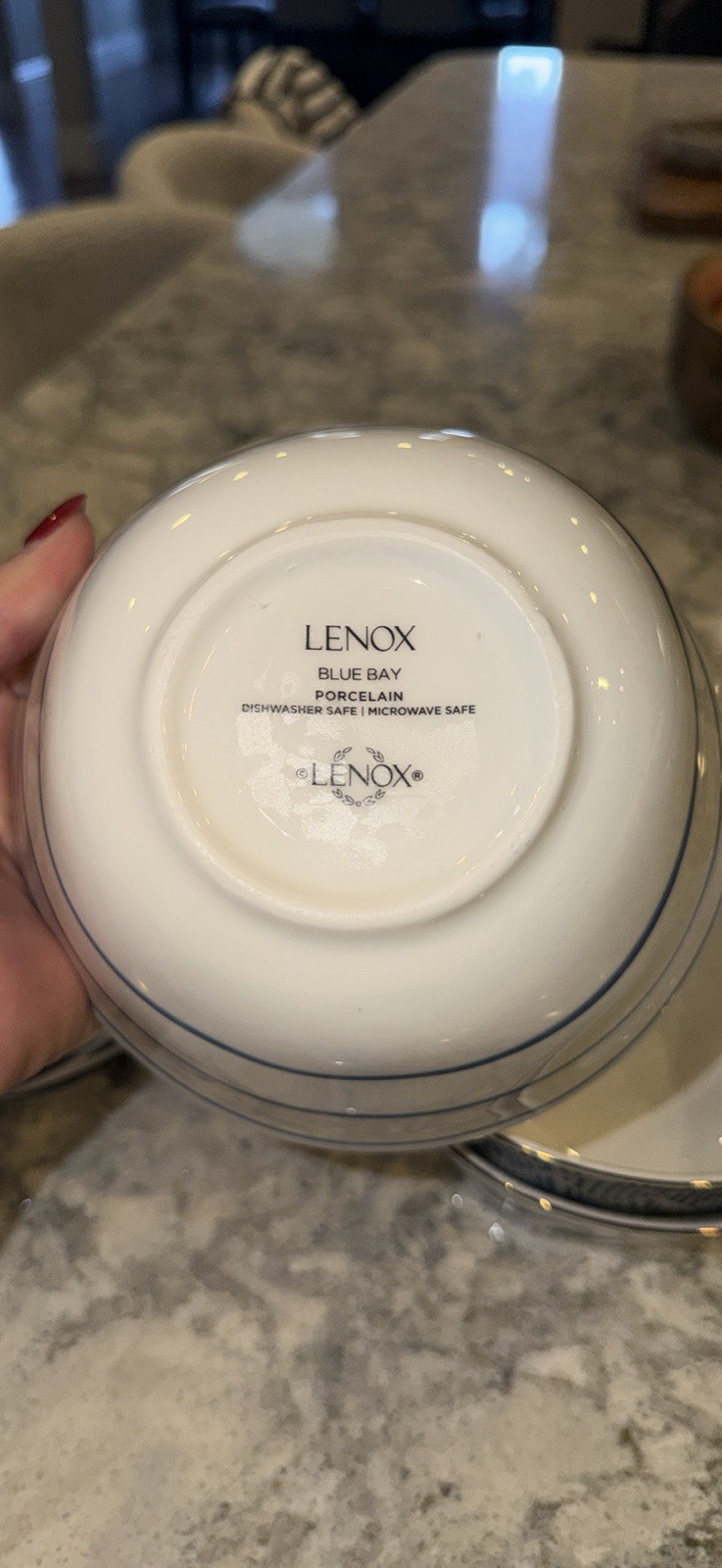 Lenox Blue Bay Bowls Set of 4 Porcelain Soup & Cereal Bowls | Asst Blue Patterns