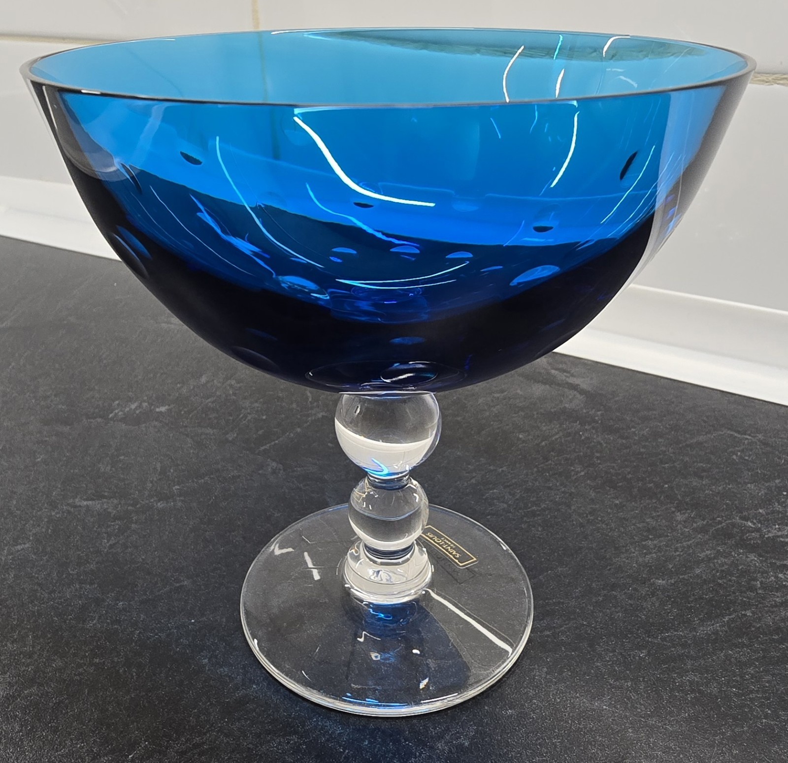 Saint Louis “Bubbles” footed cup, sky blue