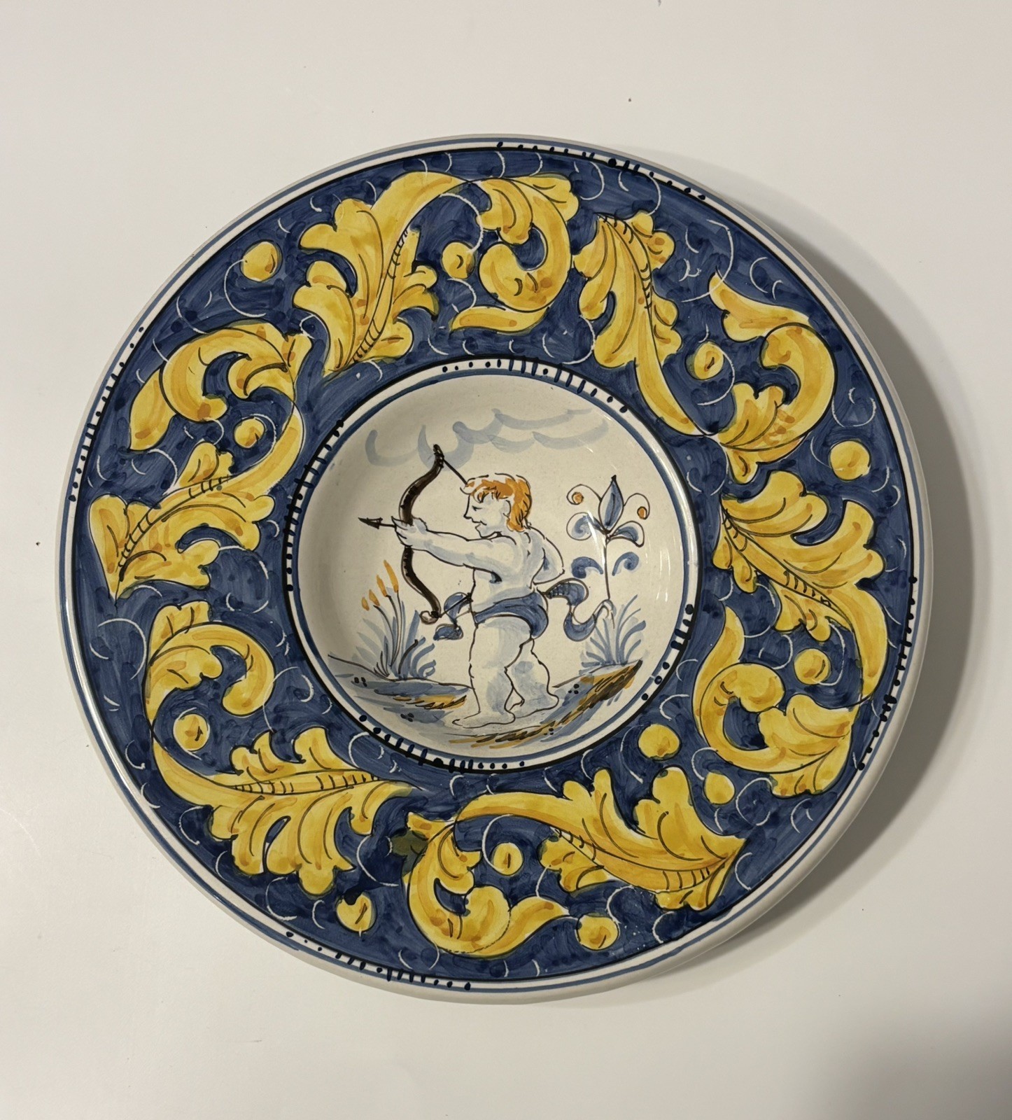 Set of 3 Vintage Ceramiche Rampini Italy Rinascimento Wall Plates Musical Cherub