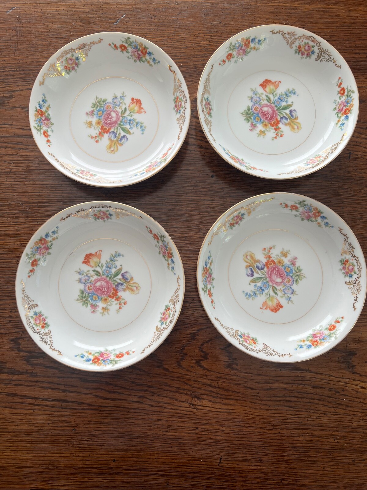 Richi Soup Bowls Occupied Japan Set of 4 Floral 7.25″