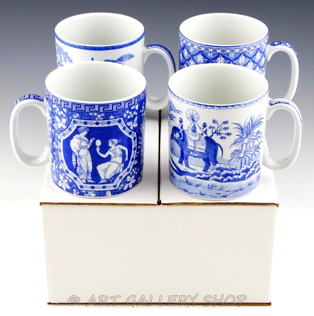Spode BLUE ROOM COLLECTION MUGS Geranium, Indian Sporting, Greek, Gothic Castle