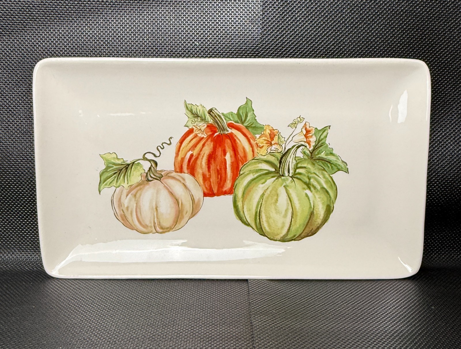 Sur La Table Pumpkin Fall Harvest Rectangular Serving Platter 14″X8″ Earthenware