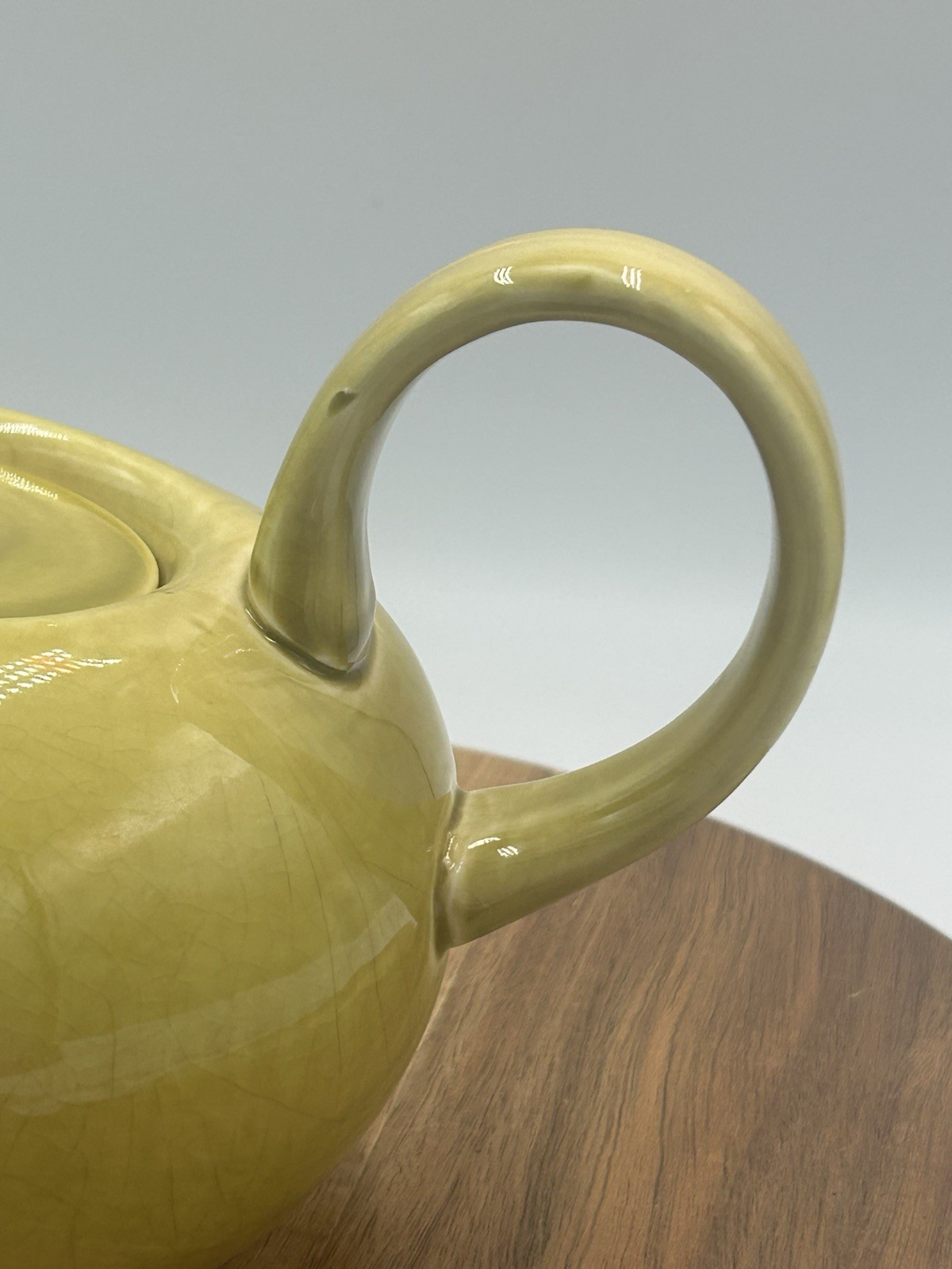 Vintage Russel Wright American Modern Art Pottery Teapot Chartreuse Yellow MCM