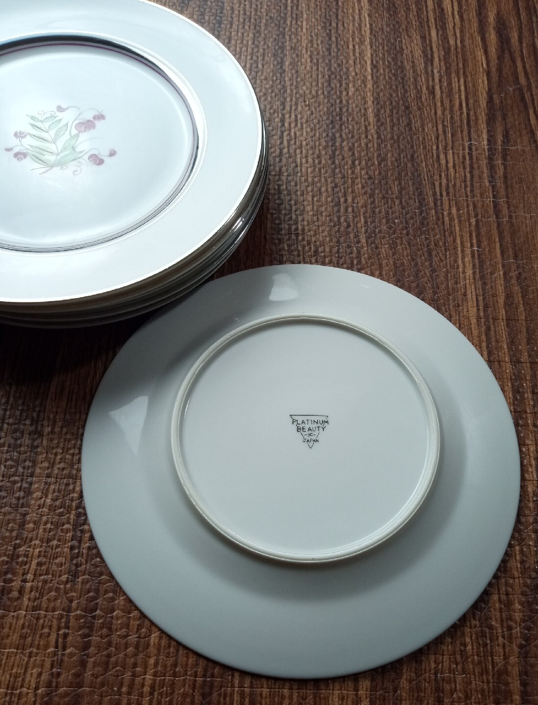 Vintage Fine China Of Japan Platinum Beauty Salad Plates 7.5″ Set Of 6