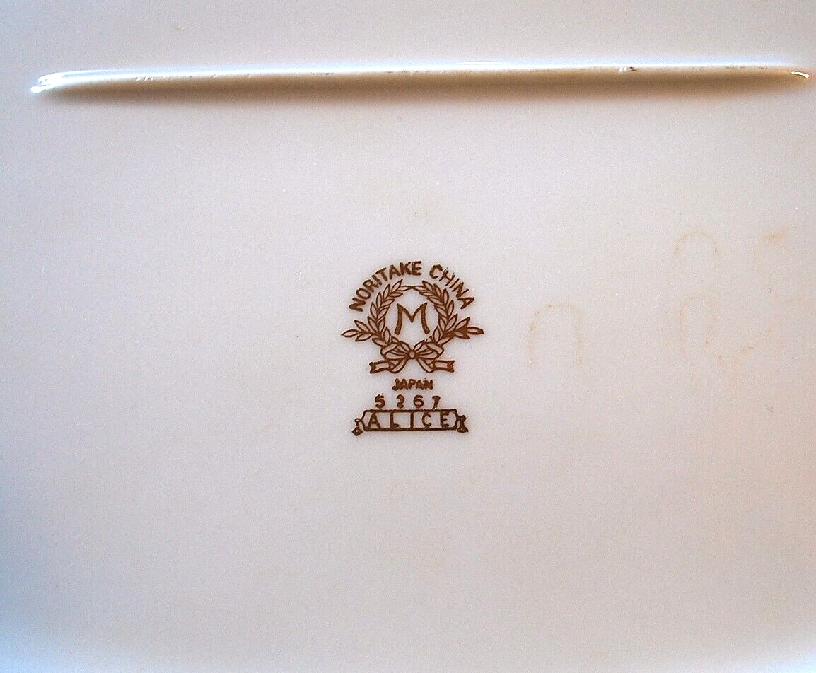 Set 2 Vintage Noritake ALICE Platters 16″ & 12″ GOLD WHEAT ON AQUA BAND c1951