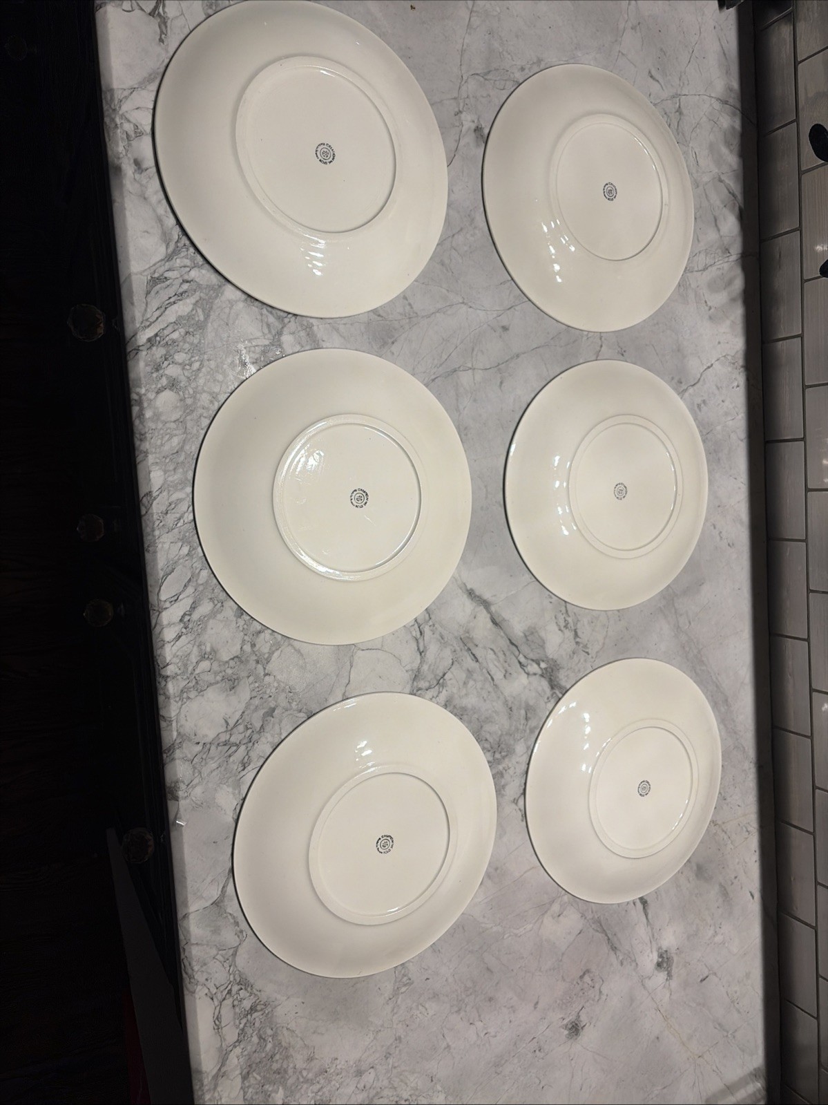 Creation Val d’Or Black & White Vegetable Botanical Plates 9.375” Diam. Set Of 6