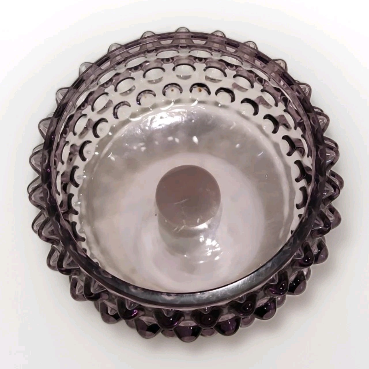 ​Vintage Imperial Amethyst Purple Hobnail Milk Glass Covered Candy Dish Compote