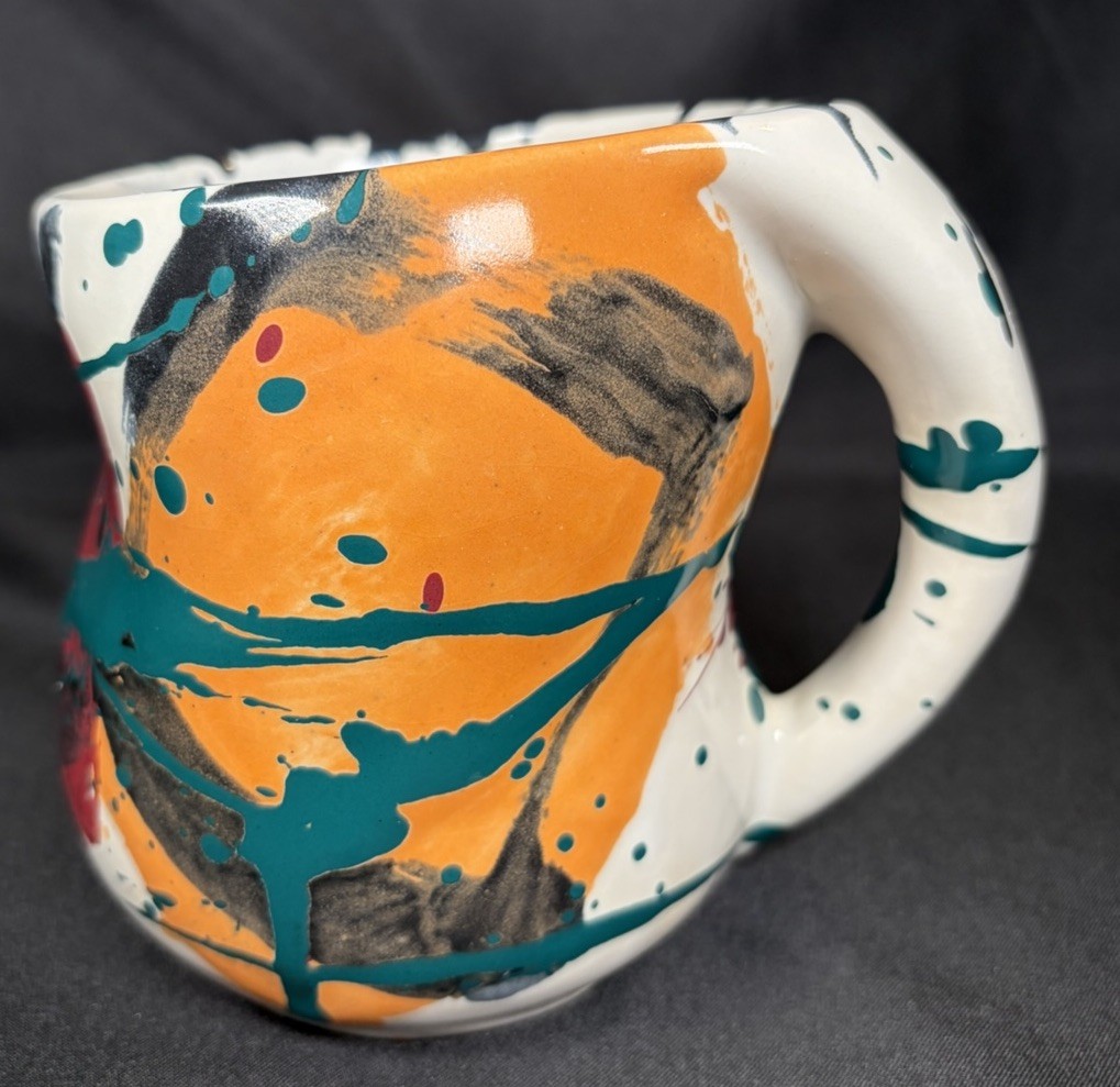 RARE CHARLES NALLE Studio Art Pottery Mug ABSTRACT Contemporary Splatter Multi