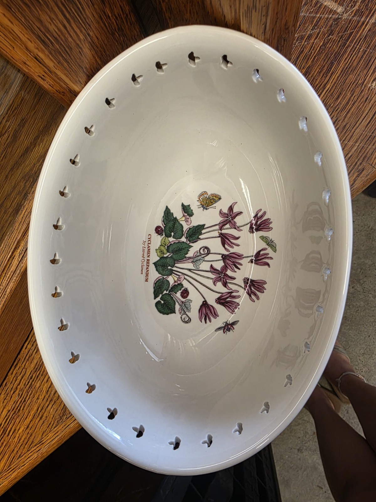 Portmeirion Botanic Garden Oval Pierced Rim Footed Ceramic Serving Bowl