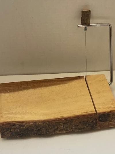 Lipper International Acacia Slab Cheese Wooden Slicer With Bark Trim & Handle