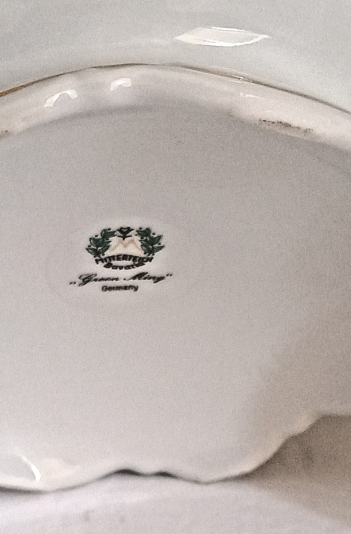 Mitterteich Bavaria Germany Green Ming Covered Vegetable Serving Bowl With Lid