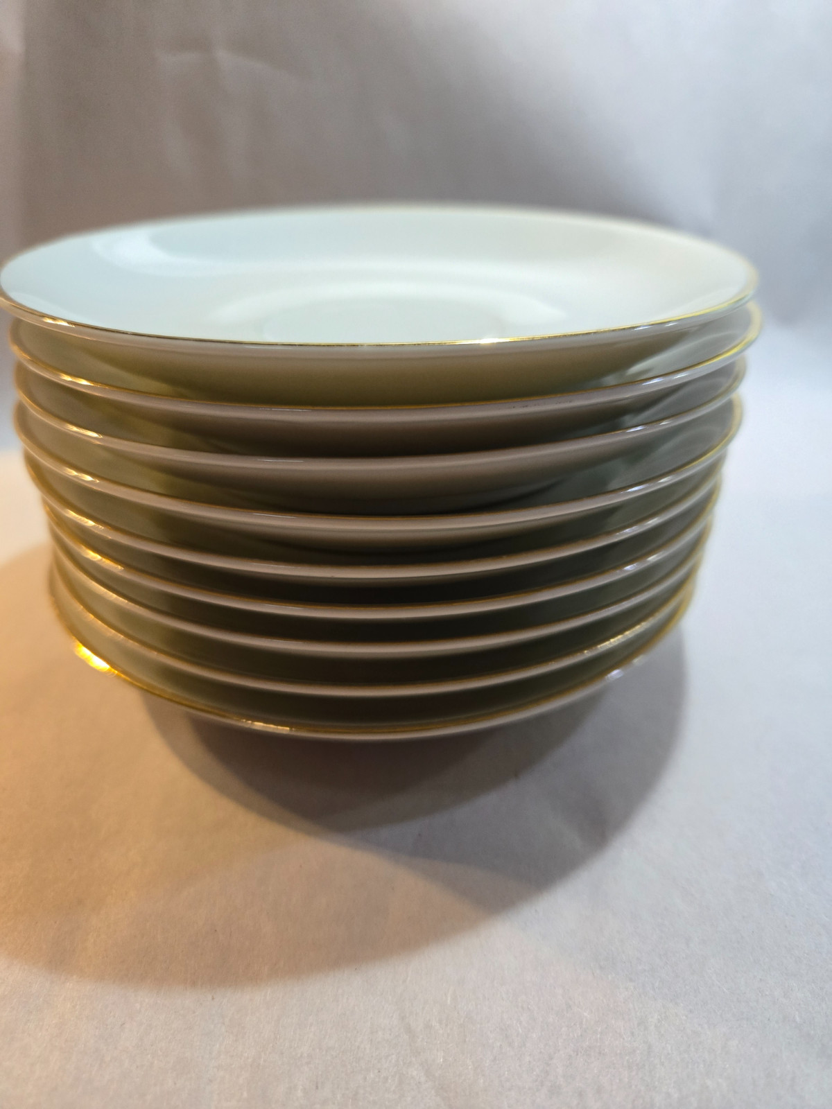Noritake M series White Porcelain Saucers with Gold Trim 5 1/2 inches Set of 9