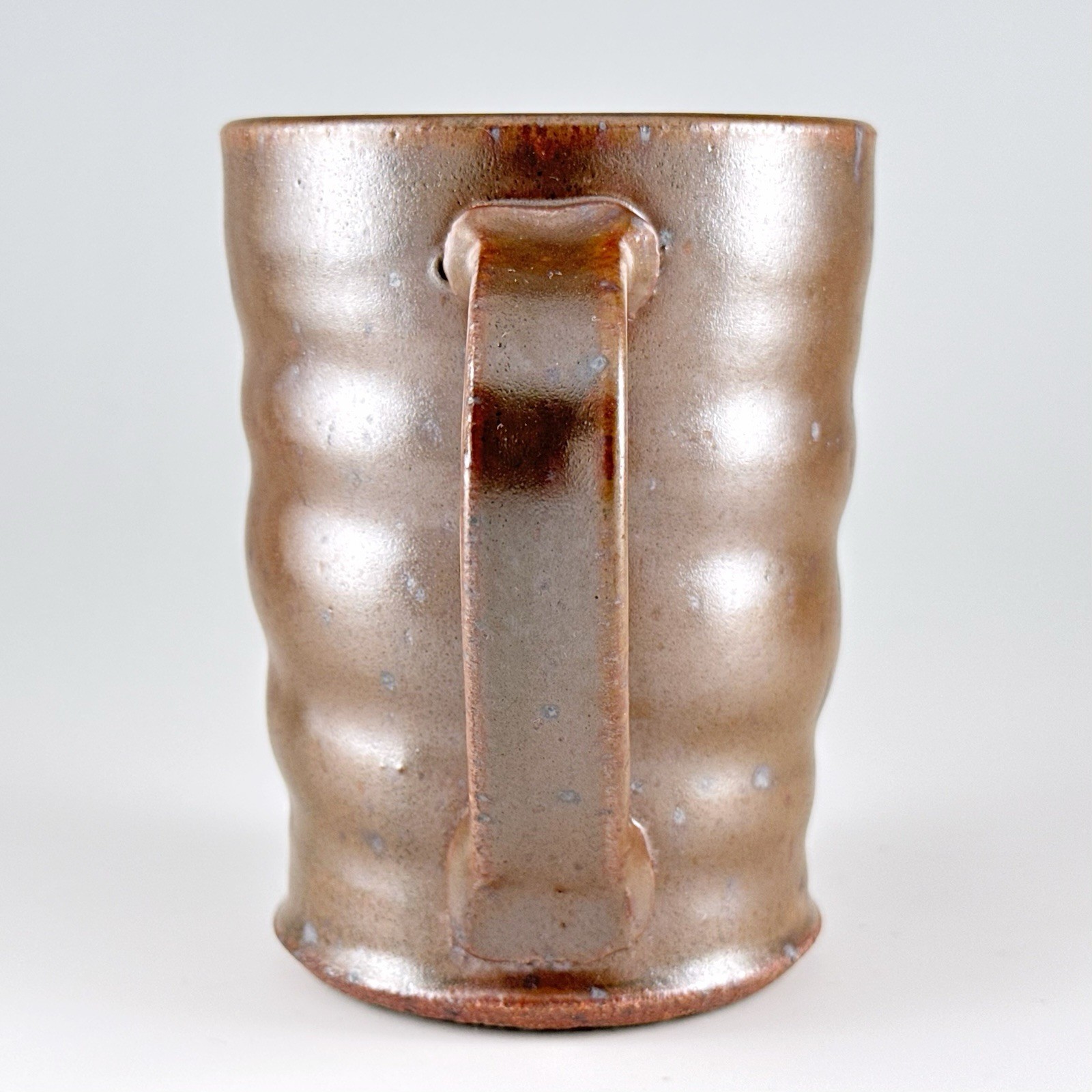 Vtg McP Stoneware Pottery Mug, 16oz Ceramic Coffee Cup Iron Oxide Metallic Brown