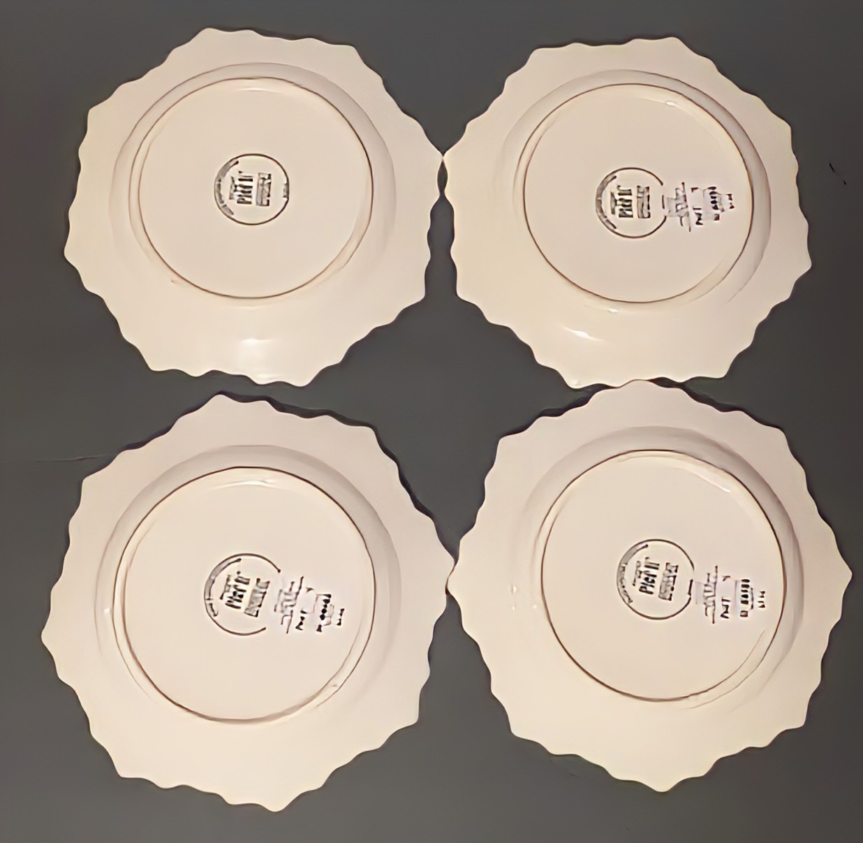 Pier 1 Imports Embossed Snowflake Christmas Salad Plates set/4 Stoneware 8¾” NEW