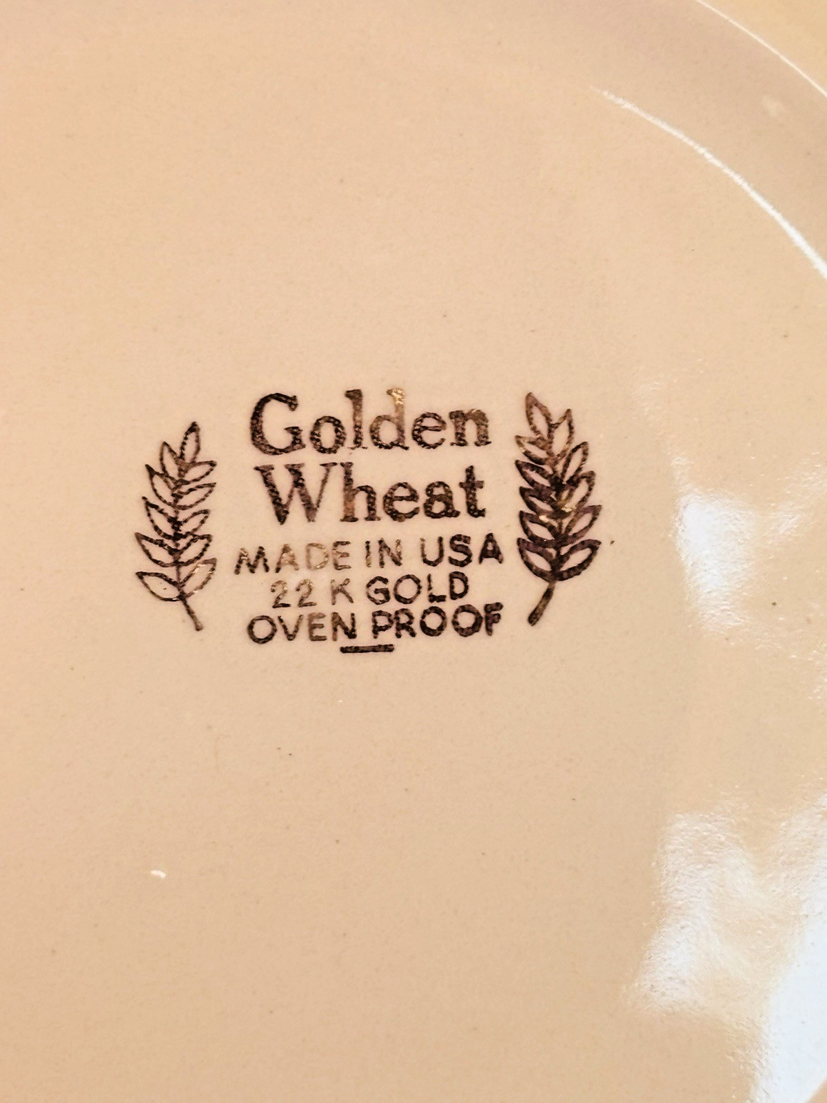 Vintage Golden Wheat 22K Gold Milk Glass Bread Dessert Plate 6″ Made USA