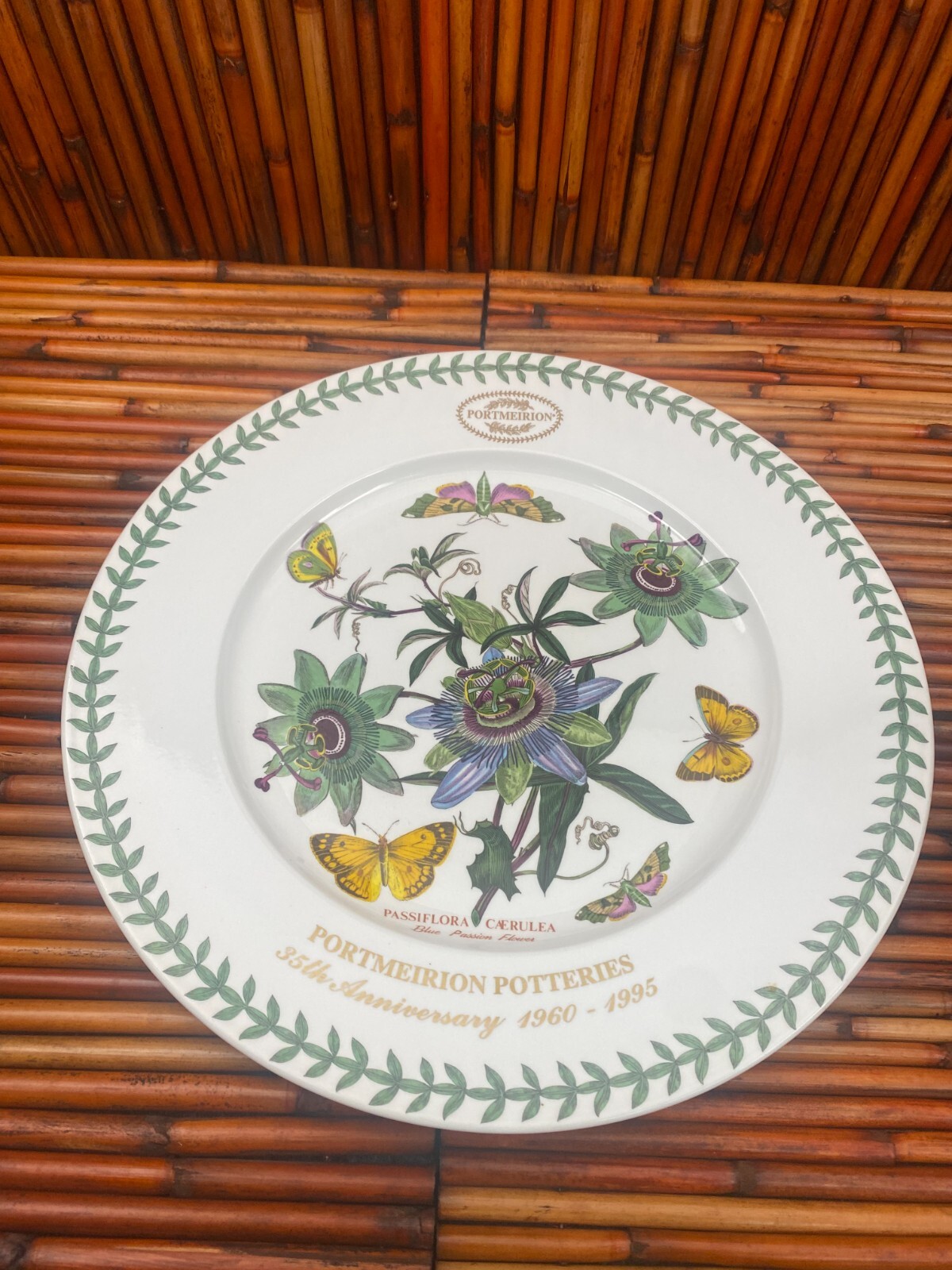 Portmeirion Botanic Garden 35th Anniversary Chop Plate Blue Passion Flower 13″