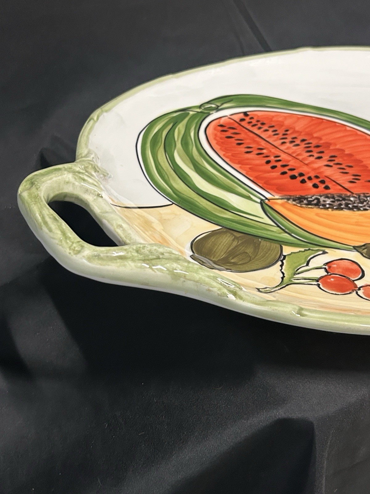 Vintage CWC Jumbo Italian Ceramic Platter Mixed Fruit Tray 26”