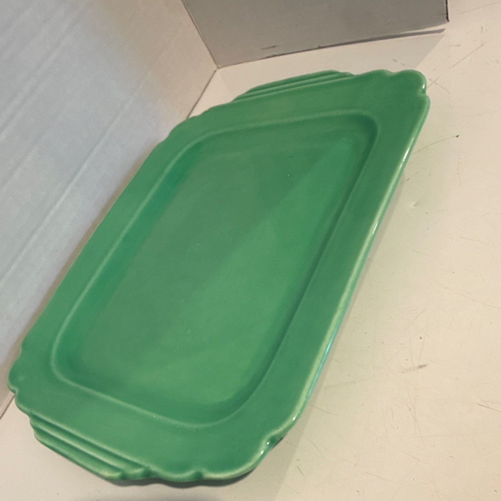 VTG Homer Laughlin Riviera batter tray in original green. Fiesta 11 3/4 inches ￼