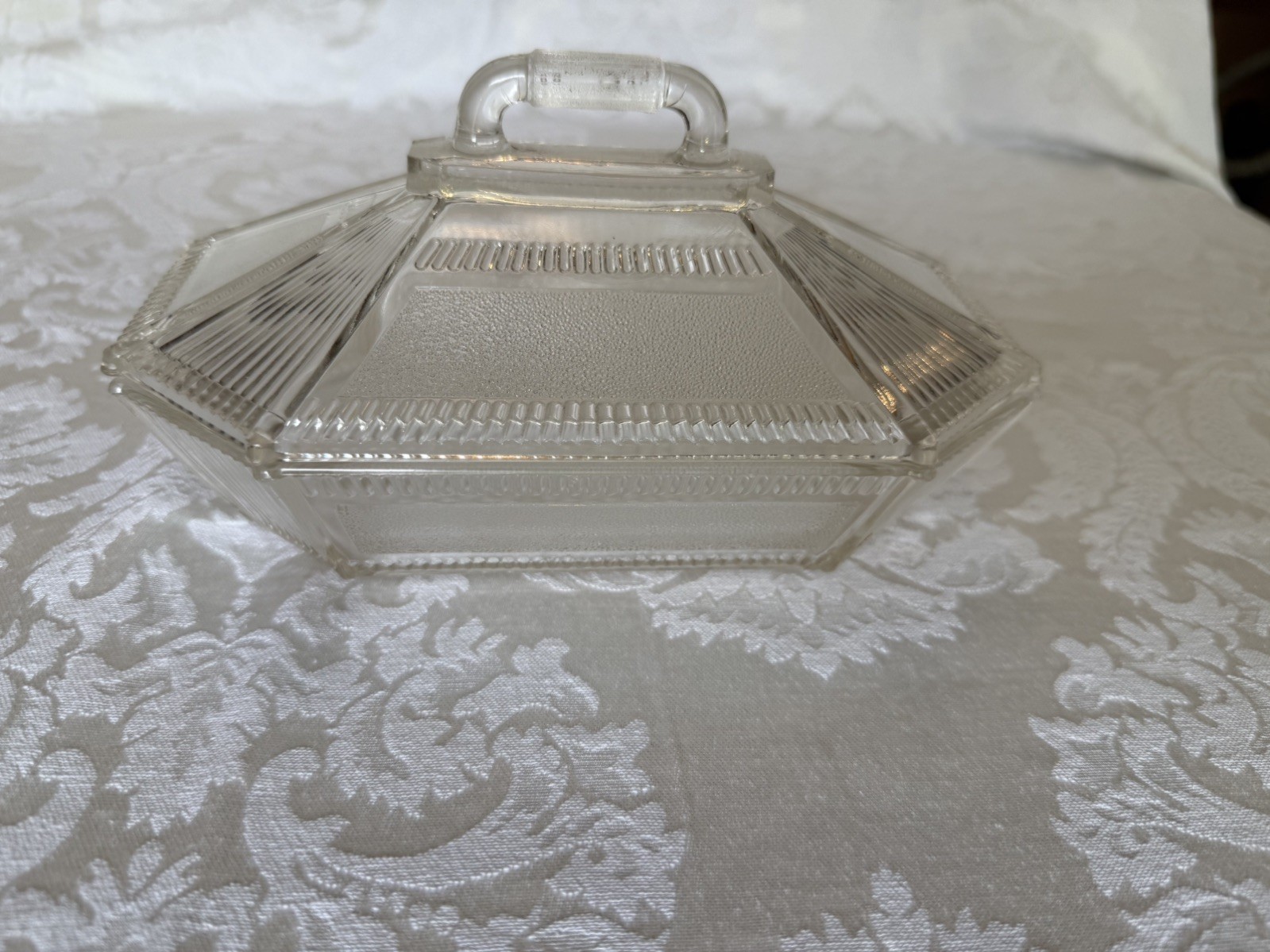 EAPG Bryce, Walker & Co. Glass Covered Dish, circa 1887. Derby / Pleat & Panel