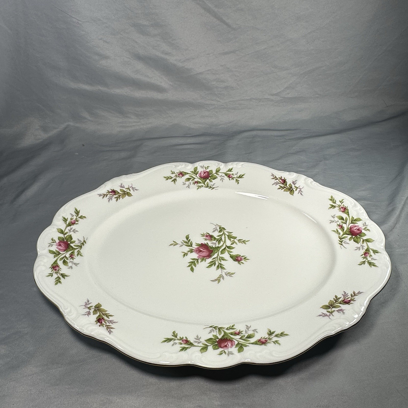 Johann Haviland Moss Rose Large Serving Platter 15”L Gold Trim Bavaria 1970’s