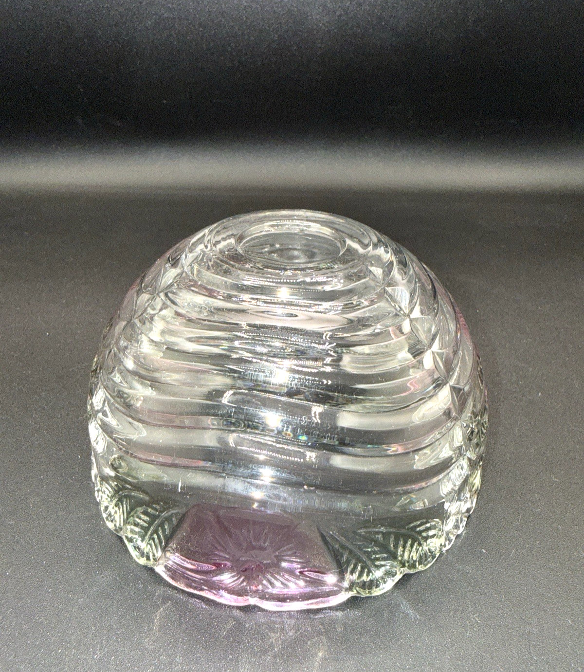 Anna Hutte Bleikristall Rose Petals Crystal GLASS BOWL Germany Hand Painted Vtg