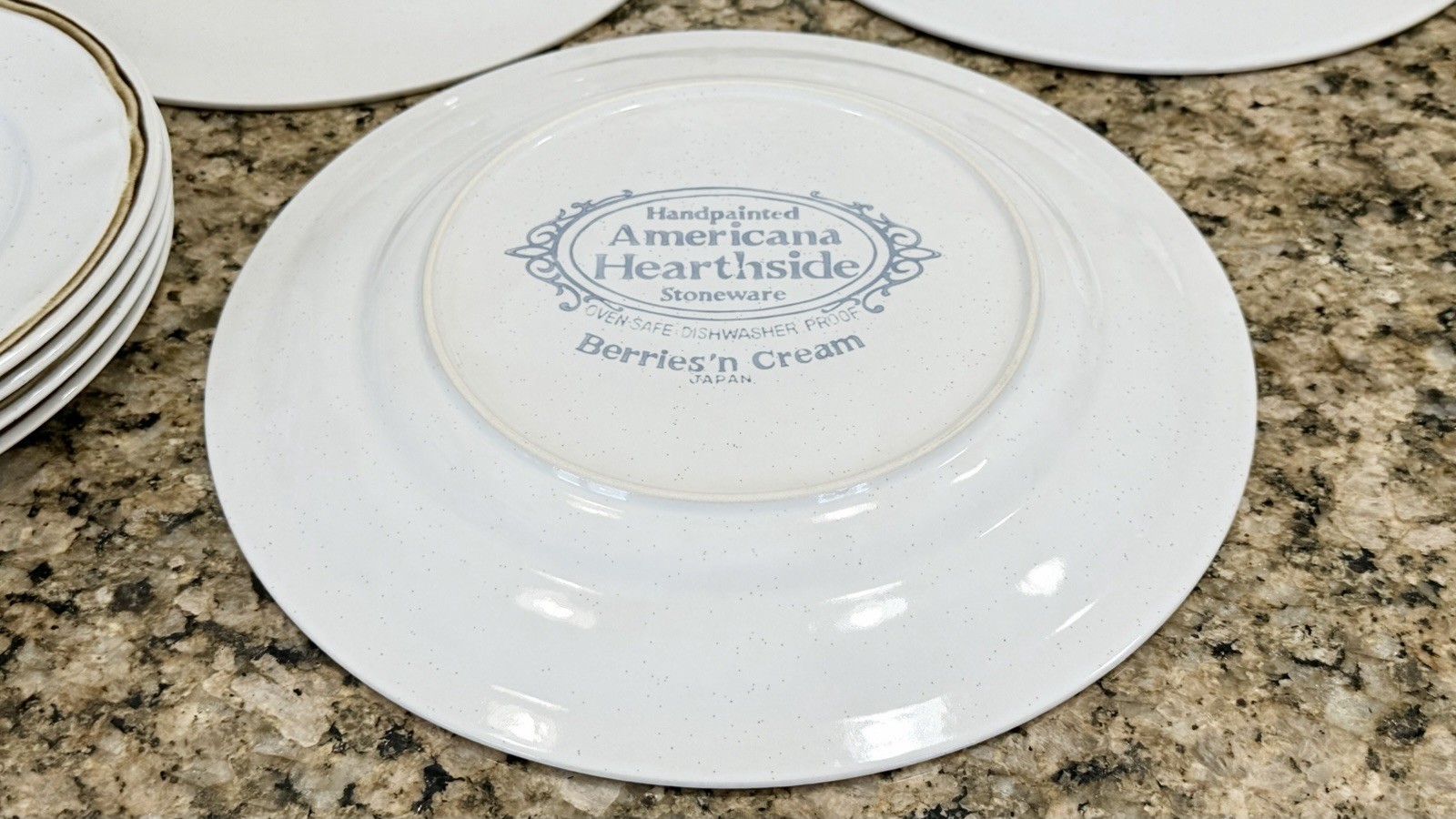 12pc Americana Hearthside Stoneware Berries Cream Dinner Set Plates & Bowls VTG